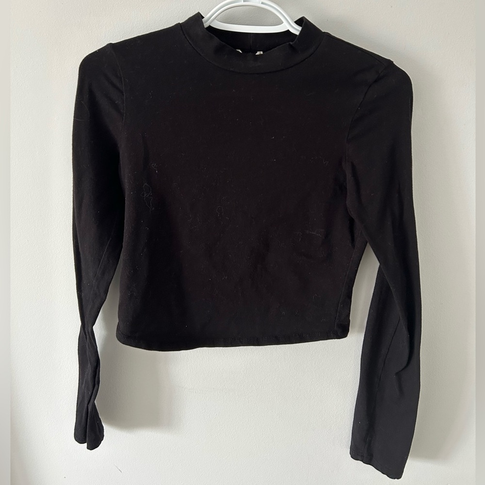 Black Long Sleeve Top Mock Neck